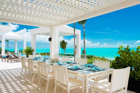 Where Are Real Housewives Staying on Ultimate Girls Trip? See Inside! | PEOPLE.com Turks And Caicos Villas, Beaches Turks And Caicos, Outdoor Couch, Luxury Retreats, Blue Island, Island Home, Beach Villa, Indoor Outdoor Living, Turks And Caicos