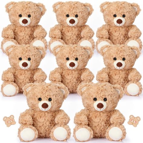 PRICES MAY VARY. Adequate Quantity: the package comes with 8 pieces of small bears, making it an ideal choice for parties or group gifting; Having multiple bears can be handy, especially during events like boys' and girls' parties, school events or bear themed gatherings; They also work great as decorative pieces in a room, adding a warm touch Reliable Material: bulk bears are made from polyester and filled in PP cotton material, ensuring softness and durability, and each part of the cute bear i Bear Party Favors, Bear Decorations, Teddy Bear Baby Shower Theme, Fall Baby Shower Themes, Bear Baby Shower Theme, Baby Shower Christmas, Teddy Bear Party, Birthday Party Gifts, Teddy Bear Birthday