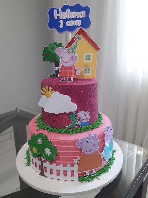 Tortas Peppa Pig, Bolo Drip Cake, Bolo Da Peppa Pig, Peppa Pig Cake, Pepa Pig, Pig Cake, Cake Sizes, Peppa Pig Birthday, Drip Cakes