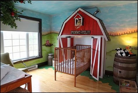 Farm Mural, Farm Room, Farm Bedroom, Children's Bedroom Ideas, Cool Kids Bedrooms, Baby Nursery Themes, Baby Room Themes, Farm Nursery, Kids Bedroom Ideas