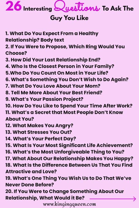 questions to ask a guy you like What To Ask When Getting To Know Someone, Questions To Ask Before Getting Into A Relationship, Talking Stage Relationship Questions, Bold Questions To Ask A Guy, Questions To Ask Yourself Before Dating, Things To Ask To Get To Know A Guy, Questions To Ask Potential Boyfriend, Things To Ask When Getting To Know A Guy, Questions To Ask Him To Get To Know Him