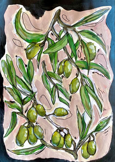 Olive Tree Branch, Olive Tree, Tree Branch, Tree Branches, Acrylic Painting, Plants, Art