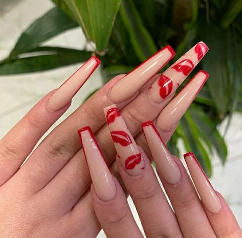 Trap Nails, Valentine Nail, Acrylic Nail Shapes, Valentine Nail Art, Long Acrylic Nail Designs, Claw Nails, Simple Acrylic Nails, Classic Nails, Acrylic Nails Coffin Pink