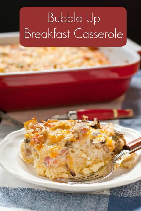 bubble-up-ham-cheese-breakfast-casserole-txt Bubble Up Breakfast, Ham And Cheese Breakfast Casserole, Biscuit Breakfast Casserole, Ham And Cheese Breakfast, Dream Breakfast, Biscuit Breakfast, Breakfast Casserole With Biscuits, Cheese Biscuit, Biscuits Casserole