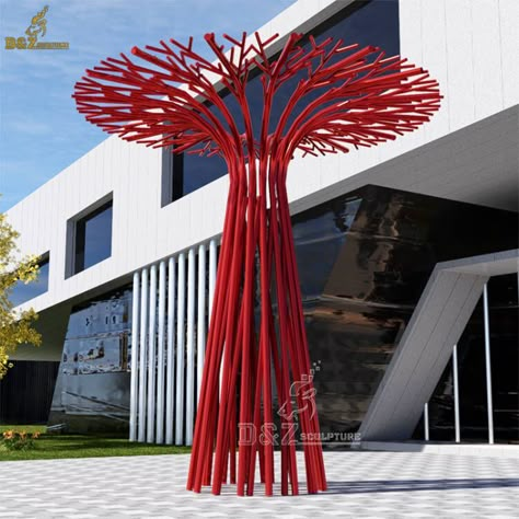 tree sculpture ideas Steel Tree Sculpture, Tree Sculpture Outdoor, Tree Art Installation, Tree Sculpture Art, Garden Art Sculptures Statues, Metal Trees, Metal Tree Sculpture, Tree Installation, Indoor Canopy