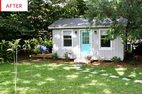 Shed Turned Tiny House, House With Backyard, Guest House Shed, Converted Shed, Tiny Guest House, Casita Ideas, Home Renovation Costs, Backyard Guest Houses, Shed To Tiny House