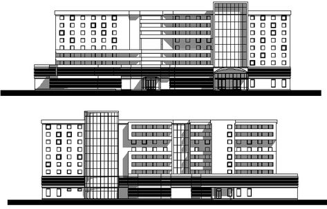 The Architecture Design of Hotel Elevation dwg file - Cadbull Hotel Building Elevation, Hotel Project Architecture, Hotel Elevation, Hotel Architecture Design, Hospital Design Architecture, Architecture Design Presentation, Hotel Facade, Architecture Design Process, Urban Design Architecture