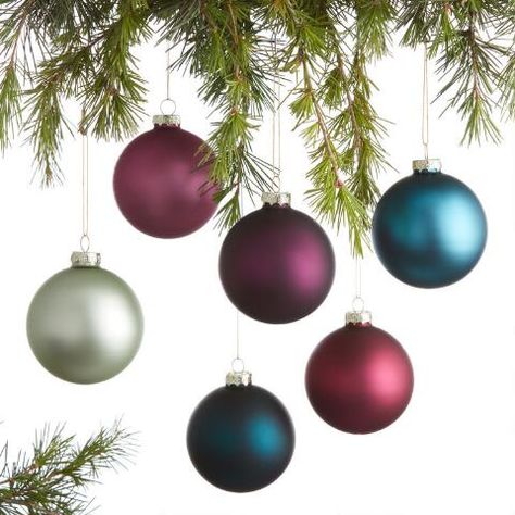 Jewel Tone Glass Ball Christmas Ornaments Pack | World Market Jewel Tone Christmas Decor, Jewel Tone Christmas, Glass Ball Christmas Ornaments, Nutcracker Christmas Tree, Classic Christmas Decorations, Winter Decorations, Unique Christmas Ornaments, Jewel Tone Colors, Glass Ball Ornaments