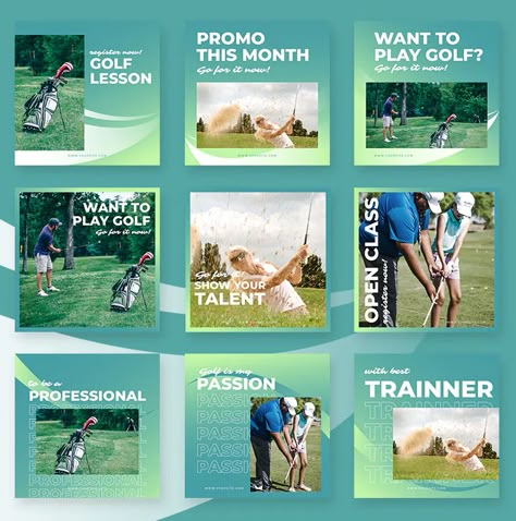 Golf Social Media Kit PSD Golf Social Media Post, Golf Social Media, Golf Marketing, Eco Branding, Golf Banner, Golf Poster, Social Media Kit, Golf Simulators, Banner Templates