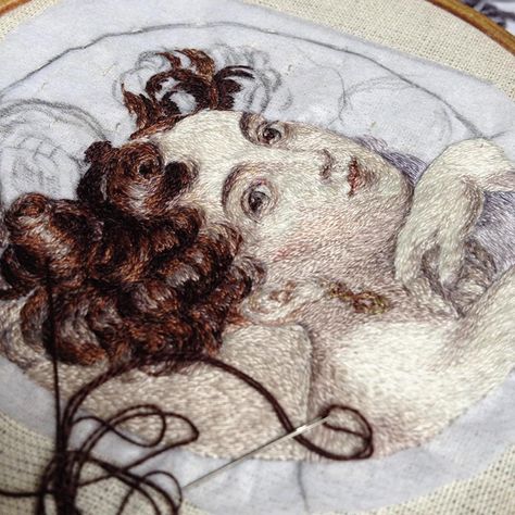 Embroider Ideas, Portrait Embroidery, Embroidered Portrait, Embroidered Art, Thread Art, Needlework Embroidery, Thread Painting, Cute Embroidery, Hand Embroidery Art