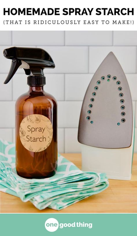 Spray starch is great for keeping your clothes and linens looking crisp and sharp. Learn how to make your own super cheap homemade spray starch! #laundrytips #clothingcare #ironingtips #homemadelaundryproducts #diyspraystarch #tipsandtricks Diy Cleaning Wipes, Fabric Starch, Homemade Fabric Softener, Spray Starch, Homemade Laundry, Diy Sprays, Homemade Cleaning Products, Laundry Products, Cleaners Homemade