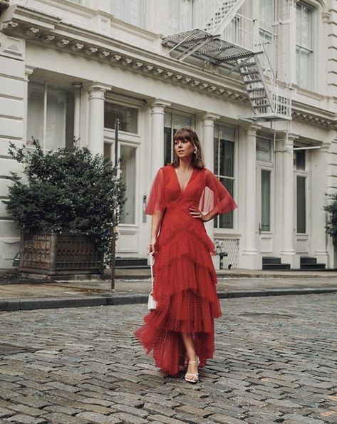 Shop the look from Jenny Cipoletti on ShopStyle Girly Vintage Outfits, Jenny Cipoletti, Elegant Red Dress, Ruffle Gown, Breezy Dress, Red Gowns, Red Dress Style, Bcbgmaxazria Dresses, Girly Outfits