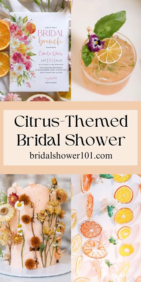 15 Citrus-Themed Bridal Shower Ideas | Bridal Shower 101 Wedding Shower Themes Summer, Citrus Bridal Shower Theme, Theme Bridal Shower Ideas, Bridal Shower Party Ideas, Lemon Themed Party, Lime Wedding, Citrus Theme, Iris Wedding, Bridal Shower Inspo