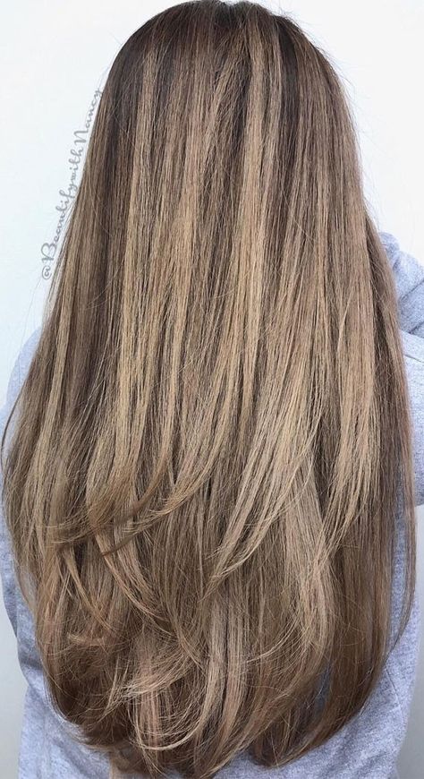 Haircut For Thick Hair Long Layered, Thinning Layers For Thick Hair, Lower Layers Haircut, Long Layers With Medium Length Hair, Long Layered Haircuts Back View, Haircut Ideas For Thick Hair Long Straight, Tiny Layers Hair, Uniform Layers Haircut, Short Layers On Long Hair Straight