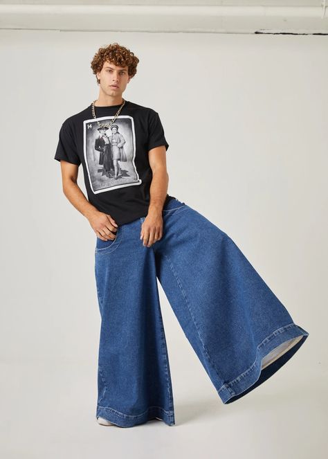 Phat Pants, Masc Fashion, Cowboy Costume, Jnco Jeans, Art Culture, Mens Trends, At Last, Wide Leg Denim, Left Hand