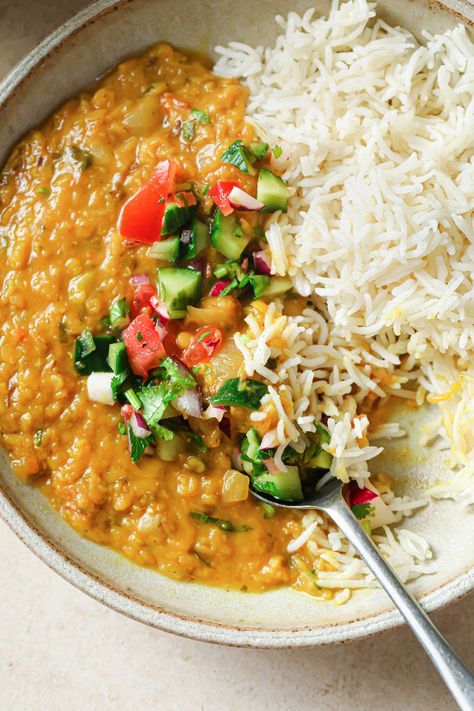 My Go-To Masoor Dal Recipe (Red Lentil Dal) - Tea for Turmeric Masoor Dal Recipe, Red Lentil Curry, Indian Meals, Lentil Dal, Using A Pressure Cooker, Dal Recipe, Lentil Curry, Pakistani Food, Lentil Recipes