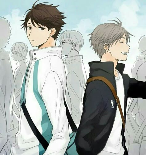 Oikawa And Sugawara, Oikawa X Suga, Suga X Oikawa, Haikyuu Oikawa, Sugawara Koushi, Oikawa Tooru, Volleyball Anime, Haikyuu Funny, Haikyuu Ships