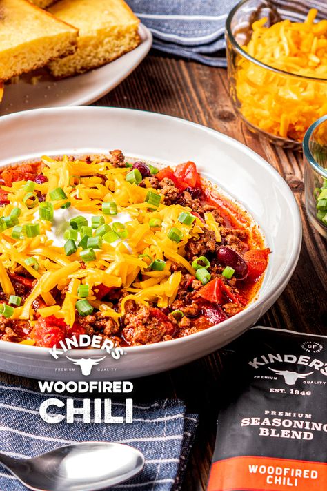 Did you know that January is National Slow Cooker Month? Check out this easy recipe for chili featuring Kinder’s Woodfired Chili Seasoning. Chili Recipe Crockpot Mild, Food Nanny Chili, Fast Crockpot Chili, Kinders Seasoning Recipes, Crockpot Chilli Beef Chili Recipes Easy, Chili Recipies, Wendy’s Chilli Recipe Crockpot, Chili Seasoning Recipe, Brisket Chili