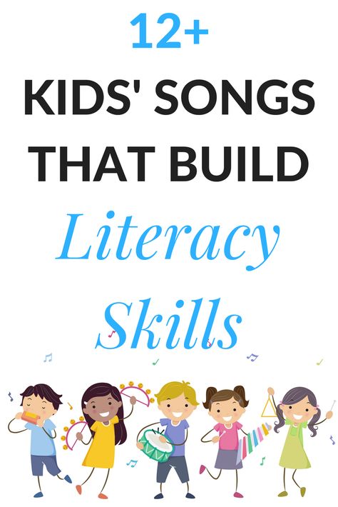 Over 12 songs for kids that entertain and build literacy skills. Perfect for the classroom or home. A great music play list for kids, teachers, and parents. Toddler Songs, Learning Songs, Circle Time Songs, Fun Song, Learning Music, Preschool Music, Preschool Literacy, Preschool Songs, Phonological Awareness