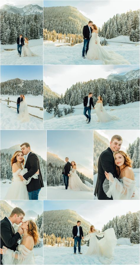 Wedding In The Snowy Mountains, Colorado Winter Wedding Dress, Winter Wedding In The Mountains, Winter Bridal Photoshoot, Winter Mountain Wedding Dress, Winter Wedding Photography Poses, Winter Wedding Photoshoot, Winter Wedding Details, Snowy Wedding Pictures