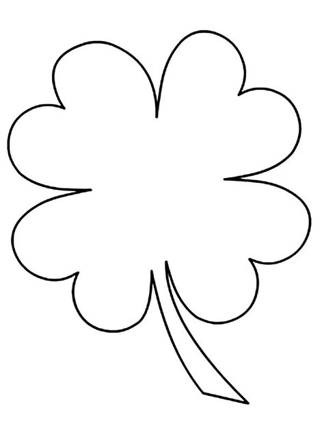 Kids Drawing of Four-Leaf Clover Coloring Page - NetArt 4 Leaf Clover Drawing, 4 Leaf Clover Art, Clover Coloring Page, Clover Outline, Four Leaf Clover Drawing, Clover Drawing, Diy Doodles, March Spring, School Age Activities