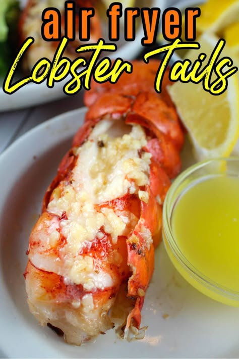 Lobster In Air Fryer, Air Fry Lobster Tail, Lobster Tails In Air Fryer, Air Fryer Lobster Tails, Airfryer Fish, Air Fryer Lobster, Lobster Bites, Easy Lobster Tail Recipe, Cook Lobster