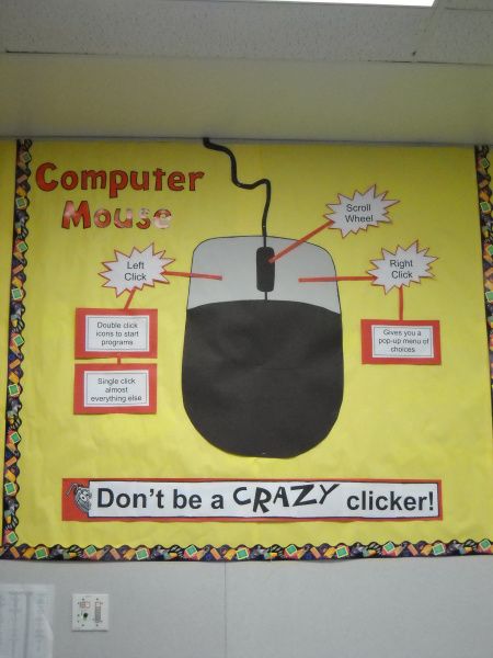 I should put a bulletin board up like this in a certain person's office...especially the caption at the bottom!! Computer Charts For Classroom, Computer Lab Bulletin Board Ideas, Computer Lab Posters, Computing Display, Computer Lab Decor, Tech Classroom, School Computer Lab, Computer Classroom, Elementary Computer Lab