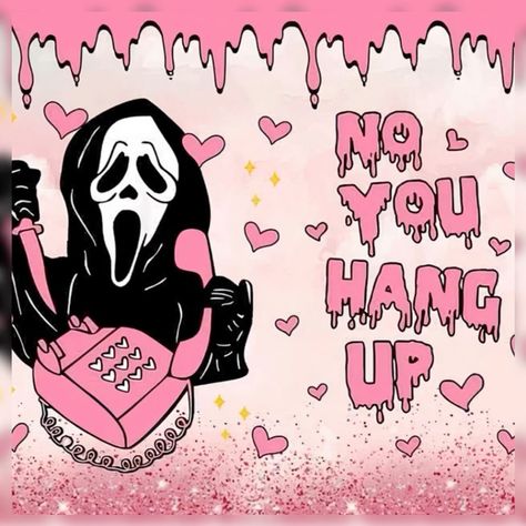 #scream #ghostface #halloween #fall #widget #pink Ghostface Doodle, Ghost Face Cute, Pink Ghostface, Face Wallpaper Aesthetic, Ghost Face Wallpaper, Valentine Sublimation Designs, Ghost Face Wallpaper Aesthetic, Pink Horror, Iconic Movie Characters