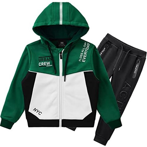 W JIANWANG Boys' Activewear Kids Clothing Sets Full Zip Fleece Brush Tracksuits Active Jackets and Pants 2 Piece 2-8 Years… Boys Tracksuits, Kids Activewear, Stylish Letters, Accessories Packing, Active Jacket, Tracksuit Set, Boys Hoodies, Active Wear Outfits, Clothing Sets