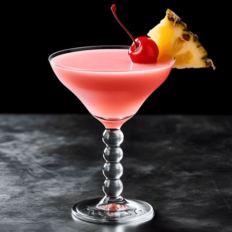 Princess Cocktail Recipe - The Princess Cocktail is a delightful combination of sweet, sour, and fruity flavors. The gin provides a strong, herbal base, while the pineapple juice adds a tropical sweetness. The lemon juice balances the sweetness with a refreshing tartness, and the grenadine gives the drink a hint of berry flavor. Lemon Juice Cocktail, Porto Flip, Planter's Punch, Strong Alcoholic Drinks, Princess Drinks, Spicy Drinks, Peach Puree, Pisco Sour, Sweet Cocktails