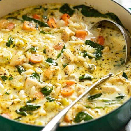 Lemon Chicken Orzo Soup - The Cozy Cook Creamy Lemon Chicken Orzo Soup, Creamy Lemon Chicken Orzo, Pumpkin And Ginger Soup, Lemon Orzo Soup, Chicken Vegetable Stew, Lemon Chicken Orzo, Orzo Soup Recipes, Soup Slow Cooker, The Cozy Cook