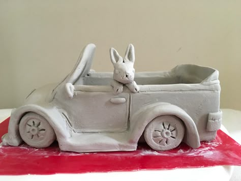 Clay Car, Handmade Pottery Plates, Coil Pottery, Ceramic Car, Bond Paper Design, Ceramic Art Sculpture, Ceramic Incense Holder, Unique Pottery, Art Decor Diy