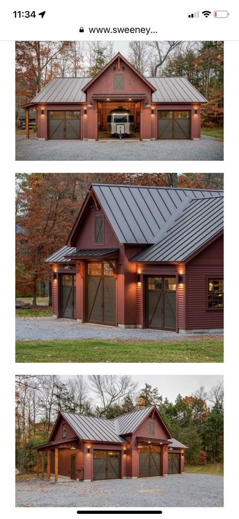 3 Car Shop With Living Quarters, Shop Garage Plans, Garage Shop Exterior, Detached Shop Ideas, Farm Garage Ideas, Pole Barn With Apartment, Barn Ideas Buildings, Japanese Inspired House, Barn Shop Ideas