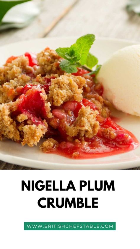 Nigella Plum Crumble Dessert Plum Recipes, Plum Crumble Recipe, Plum Puree Recipes, Plum And Apple Crumble, Dairy Free Deserts, Plum Dessert, Nigella Lawson Recipes, Plum Crumble, Crumble Cookie