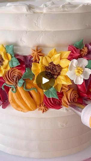 6.1K views · 449 reactions | Fall buttercream cake 🍂🌻🍂 By @ohcakeswinnie 

#fallcake #cakeideas #cakedecorating | American Cake Decorating | Nat King Cole · Autumn Leaves (Remastered 1987) Thanksgiving Cake Ideas, Fall Birthday Cakes, Thanksgiving Cake, American Cake, Thanksgiving Cakes, Fall Cakes, Nat King Cole, King Cole, Fall Birthday