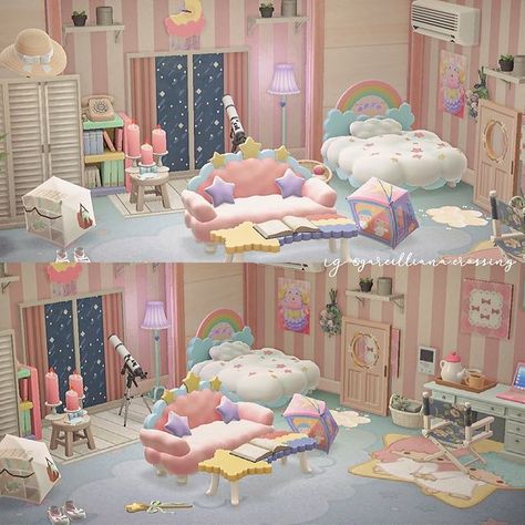 grace or garcie 🥀 on Instagram: “4/6: starry bedroom 💫 i love Kiki and Lala 💞 but i really disliked the wallpaper in this furni set 🥺 this took me HOURS hehe but i’m happy…” Starry Bedroom, Acnh Living Rooms Ideas, Kawaii Island, Sanrio Bedroom, Kiki And Lala, Pastel Kidcore, Kawaii Room Ideas, Acnh Inspiration, Kawaii Bedroom