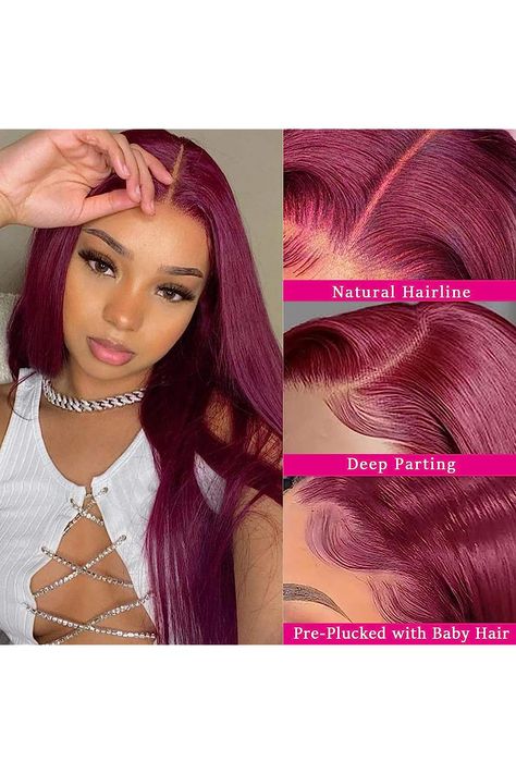 Virgin Hair Wigs, Burgundy Hair, Queen Hair, Wigs Human Hair, Colored Wigs, Straight Lace Front Wigs, Lace Closure Wig, Hair Quality, Human Hair Wig