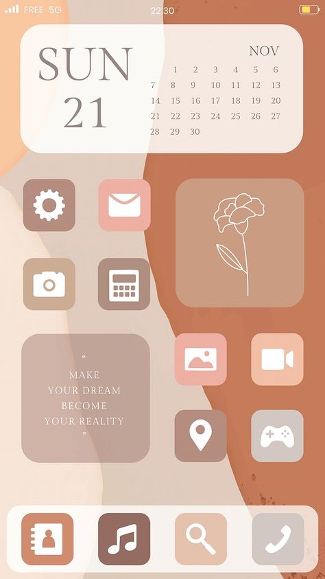 Beige Aesthetic App Icons, Beige App Icons, Earth Tone Aesthetic, Phone Home Screen, Psd Aesthetic, Beige Theme, Calendar Widget, Aesthetic App Icons, Widget Design