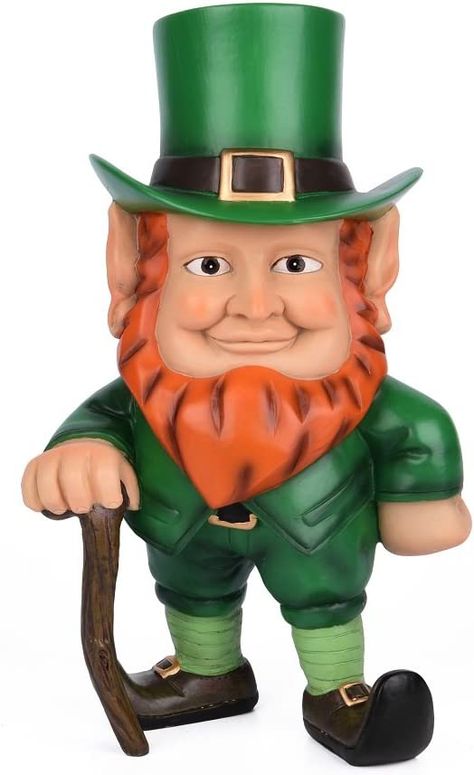 Sleken Leprechaun Figurine - Decorative Figure for St. Patrick's Day or Everyday (Standing) Sand Gifts, Bird Statues, Wood Bird, Irish Gifts, Pot Of Gold, Little People, Gold Design, Collectible Figurines, St Patrick