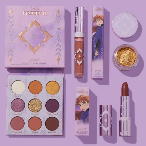 Get the details on the new limited edition makeup release from Colourpop and Disney!  It’s the Frozen 2 Collection and it’s a holiday dream!  The collection includes everything from eyeshadow palettes to lux lipsticks and so much more.  The products and kits range in price from $8 to $76. Disney Makeup Products, Anna Makeup, Makeup Collection Storage, Makeup Collection Goals, Disney Products, Alat Makeup, Princess Makeup, Makeup Pallets, Magical Makeup