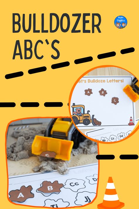 This construction alphabet sensory bin is a fun way for preschoolers to practice letter recognition while engaging in a playful bulldozer and kinetic sand activity. Use the free printable letter mat to bump up the learning! Construction Activities For Kindergarten, Construction Activities For Toddlers, Alphabet Sensory Bin, Construction Preschool, Construction Alphabet, Construction Activities Preschool, Construction Theme Classroom, Construction Theme Preschool, Community Helpers Preschool Activities