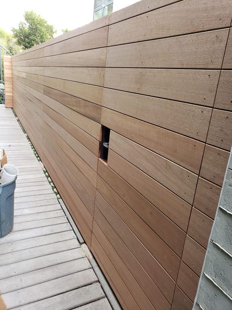 Ipe Horizontal Wood Fence? Why not Mahogany? - Blog.WoodFenceExpert.com Horizontal Wood Fence, Wood Fence Design, Wood Fences, Fence Gate Design, Fence Doors, Front Fence, Ipe Wood, Horizontal Fence, Outdoor Gardens Design