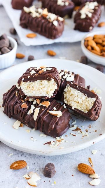 Healthy Almond Joy, Almond Joys, Almond Joy Bars, Snickers Bar, Month Of October, Healthy Treat, Almond Joy, Food Ingredients, Unsweetened Coconut