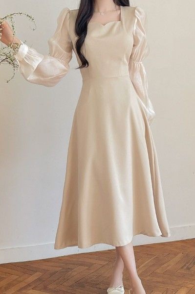 Beautiful Dress Designs Korean, Elegant Dresses Classy Long, Korean Dress Elegant, Korean Long Dress, Korean Party Dress, Flare Dresses For Women, Long Dress Korean Style, Korean Girl Dress, Long Dress Korean