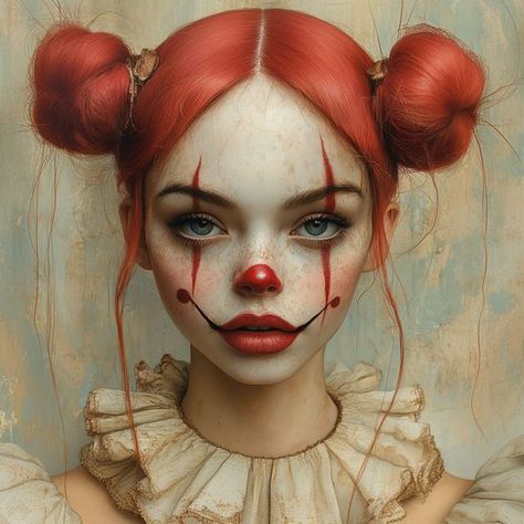 Clown Portrait Photography, Gangsta Clown Makeup, Clown Portrait, Pennywise Cosplay, Vintage Clowns, Circus Makeup, Makeup Poster, Art For Halloween, Old Circus