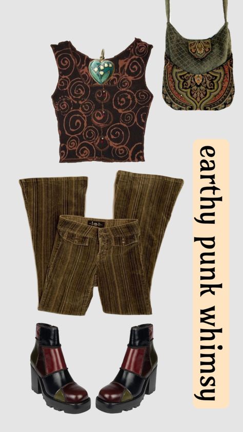 #outfitinspo #fashion #earthy #punk Edgy Earthy Style, Solar Punk Fashion, Earthy Fashion, Vintage Whimsigoth, Earthy Outfits, Quirky Fashion, Paris Outfits, Hippie Outfits, Harajuku Fashion