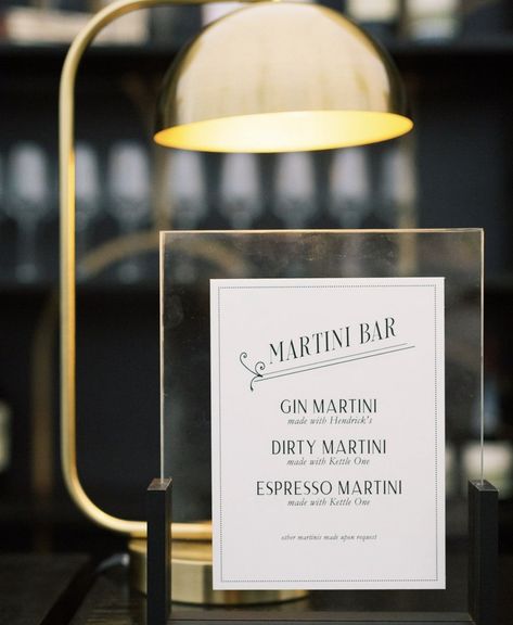 Wedding Martini Bar, Espresso Martini Bar Wedding, Martini Bar Party Ideas, Martini Bar Wedding, Martini Party Ideas Decoration, Wedding Bar Signage, Menu Signage, Resident Events, Martini Party