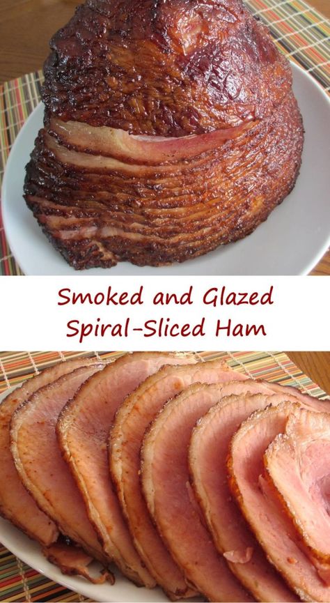 Spiral-cut hams from the grocery store are already cooked, and often smoked. That doesn’t mean that they can’t get even more awesome with a little more time on a smoker. A sweet glaze doesn’t hurt either. The end result is … Continue reading → Spiral Cut Ham, Ham Glaze Brown Sugar, Spiral Sliced Ham, Ham Glaze Recipe, Honey Glazed Ham, Spiral Ham, Glazed Ham, Smoked Cooking, Ham Glaze