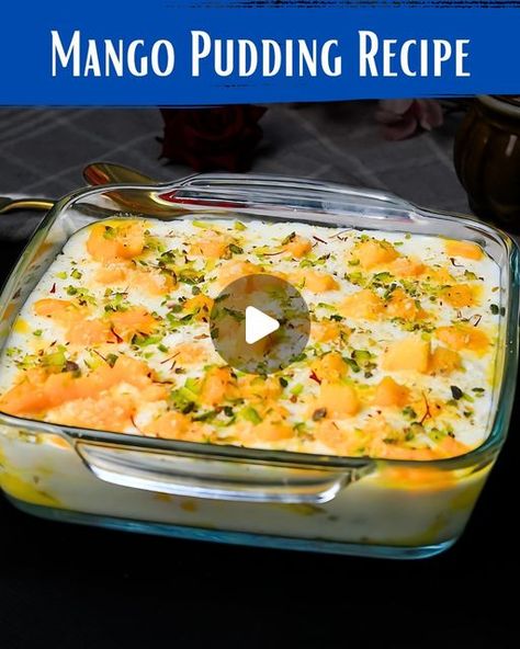 Mango Bread Pudding, Mango Pudding Recipe Desserts, Mango Pudding Recipe, Desi Desserts, Mango Bread, Mango Pudding, Mango Dessert, Custard Pudding, Desiccated Coconut