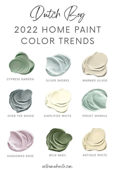 Nine complementary paint colors join Cypress Garden to round out the Dutch Boy 2022 Trend Forecast to for these gorgeous paint color schemes that will take your DIY home painting to the next level. Neutral Paint Color Schemes & Home Improvement DIY Painting Ideas Dutch Boy Paint, Cypress Gardens, Farmhouse Paint Colors, House Color Palettes, Paint Inspiration, Farmhouse Paint, Home Painting, Paint Color Schemes, Crafts Room